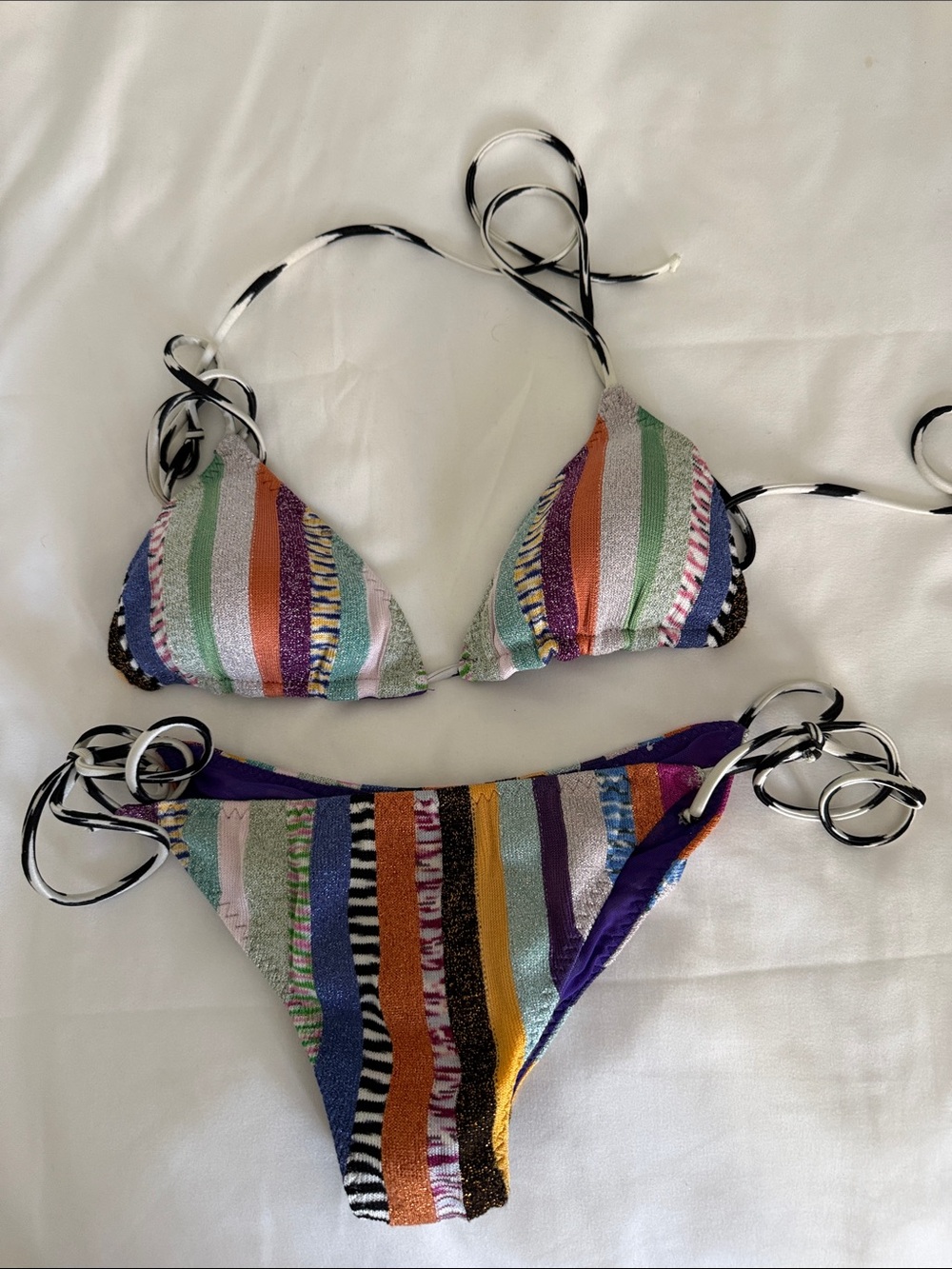 Missoni Mare metallic Striped Tie-Side Bikini Set
